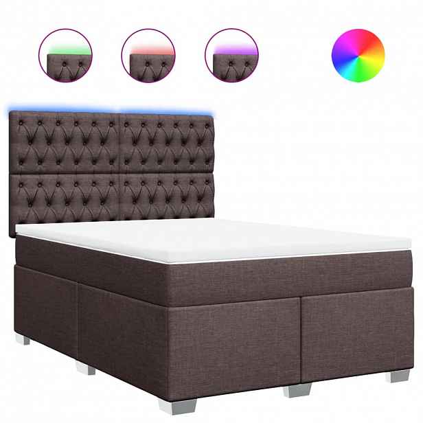 vidaXL Box spring postel s matrací tmavě hnědá 140x200 cm textil