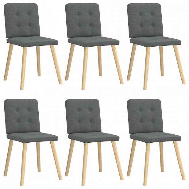vidaXL Otočné jídelní židle 6 ks tmavě šedé textil
