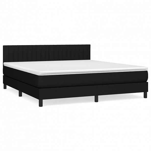 vidaXL Box spring postel s matrací černá 160x200 cm textil