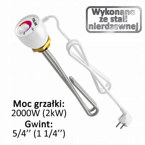 Ohřívač s termostatem pro boiler 2000W (2kW) 5/4'' 1 1/4" Nerezový