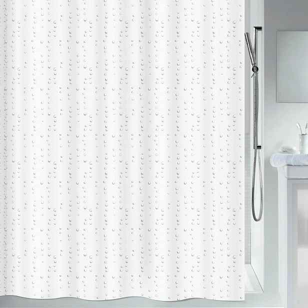 Spirella sprchový závěs Wet, motiv kapek, bílý, 180 x 200 cm, polyester