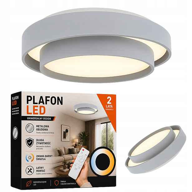 Stropní Svítidlo Šedá Stropní Svítidlo Led Kulatý 60 CM Loft S Dálkovým Ovládáním, Variabilní Barva