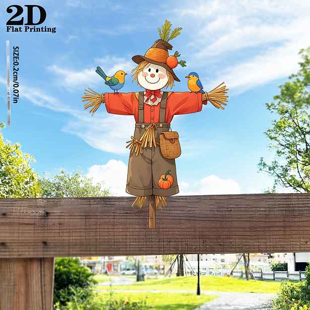 TEMU [2D Plochý] 2D Plochá, Rustikální Dekorace Strašáka na Plot, Vhodná pro Zahradu, Dvůr, Venkovní Dekoraci Plotu, Odolná vůči Počasí a Opětovně