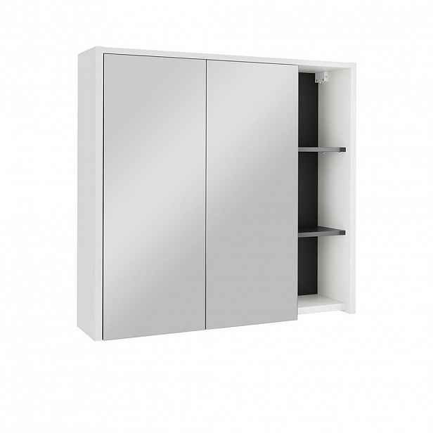 Vicco SKŘÍŇKA SE ZRCADLEM DO KOUPELNY Viola Bílá/šedá 80 x 75 cm s otevřenými policemi