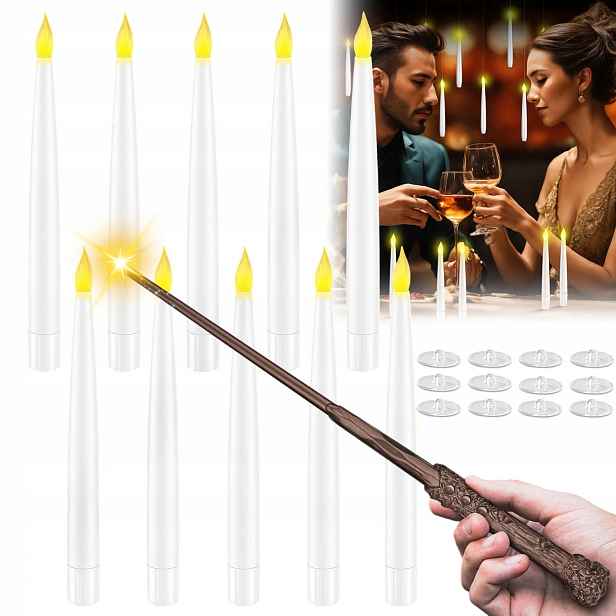 10 Kusů Plovoucích Bezplamenných Létajících Svíček Vysoká Kvalita