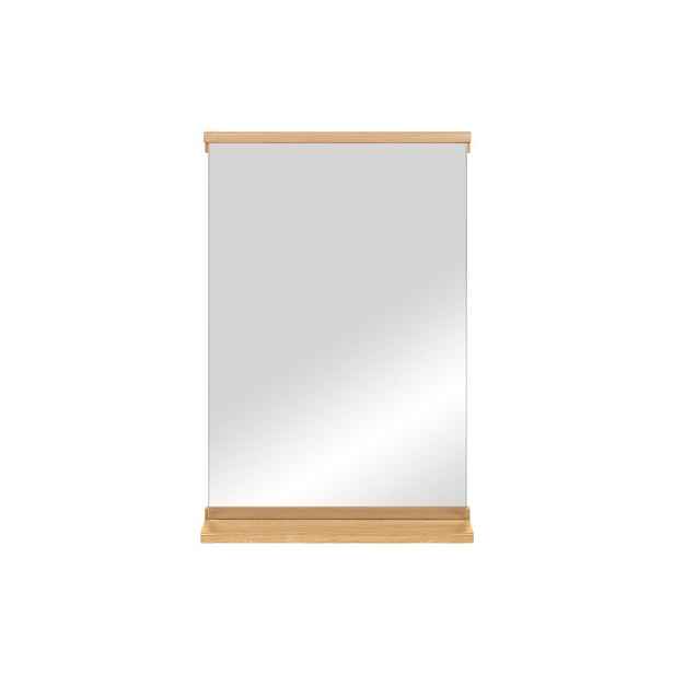 Nástěnné zrcadlo s poličkou  s dřevěným rámem 50x75 cm Lun – noo.ma