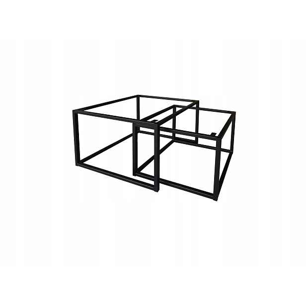 Rám Stolku 2v1 Čtverec Kovový Stolek Konferenční Stolek Černý Mat Loft 60/50 CM