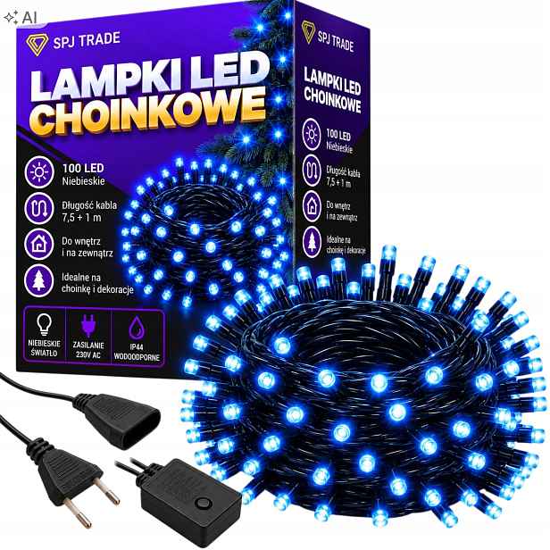 Vánoční Osvětlení Na Stromeček Venkovní 100 Led Modré Vánoční 8 M Vnitřní