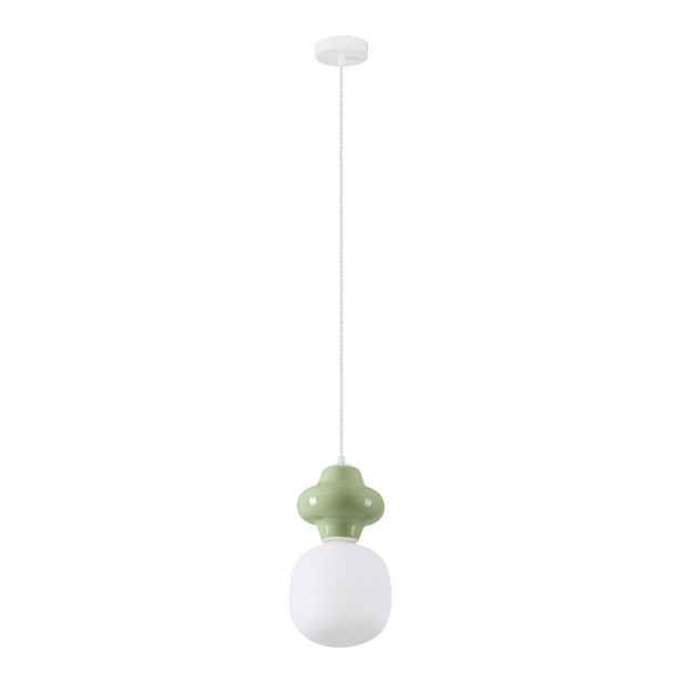 Bílé/světle zelené keramické závěsné svítidlo se skleněným stínidlem ø 18 cm Clio – Nova Luce