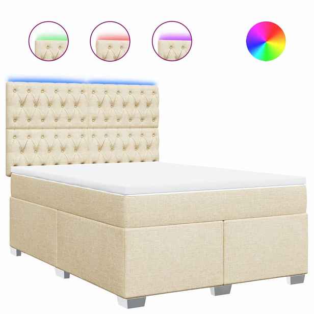 vidaXL Box spring postel s matrací krémová 140x200 cm textil