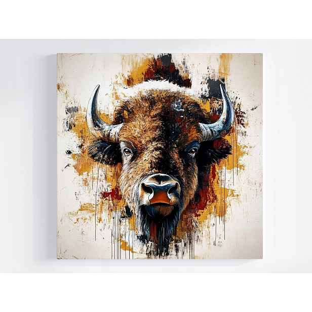 Obraz Na Plátně Obraz Na Plátně Býk Bizon Hlava Moderní Design Loft 60x60