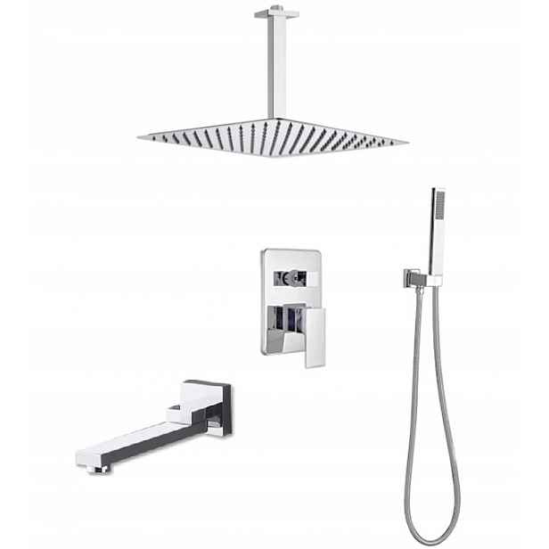 Sprchový Set Podomítková Vývod Otočná Chromová Dešťová Sprcha 25 cm