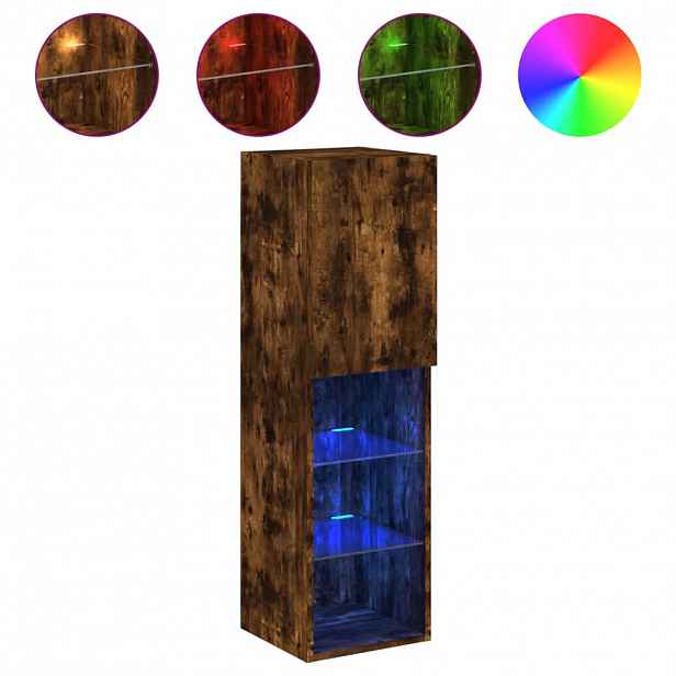 vidaXL TV skříňka s LED osvětlením kouřový dub 30,5 x 30 x 102 cm