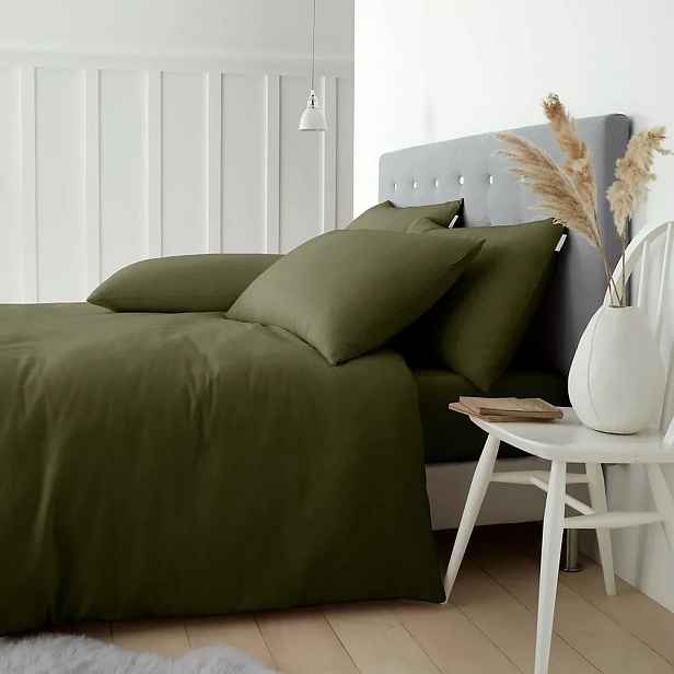 Khaki flanelové povlečení na dvoulůžko/prodloužené 230x220 cm Brushed – Catherine Lansfield