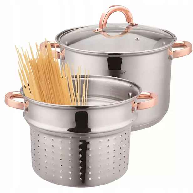 Klausberg hrnec na těstoviny s náplní 7,5 l, indukce a plyn, ocel Rose Gold