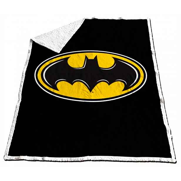 Velká Silná Deka Batman Velké Logo Batmana Zadní Strana Bílá Kožíšek Beránek Sherpa