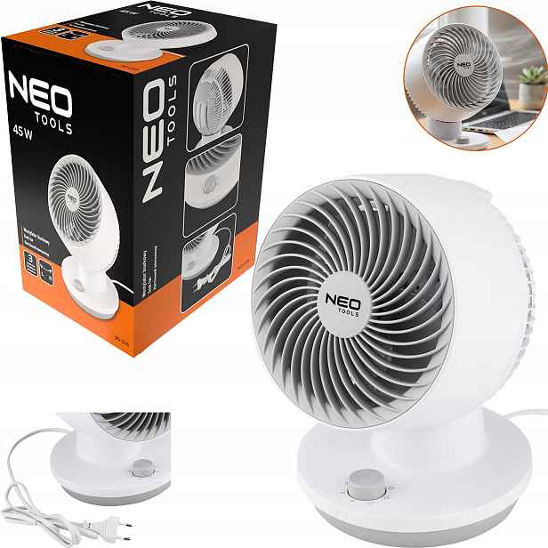 Ventilátor Neo Tools 90-016 Bílý 45 W Stolní 3 Rychlostní Apartmán Obývací Pokoj