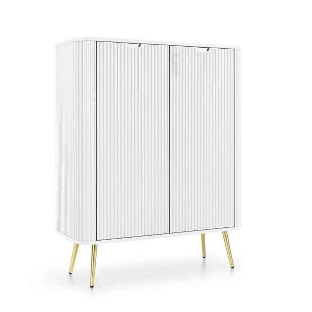 MASSENO VYSOKÁ KOMODA ZENZERO, 103/129/39 cm s 2 dvířky, bílá