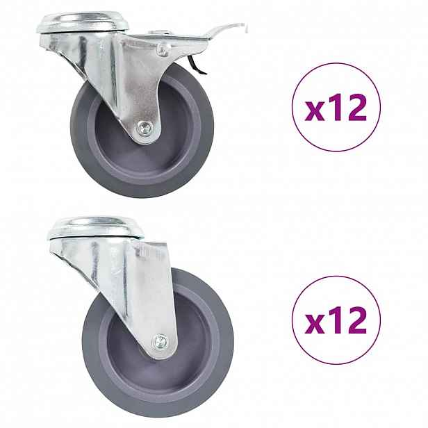 vidaXL 24 ks otočná kolečka s otvorem pro šroub 75 mm