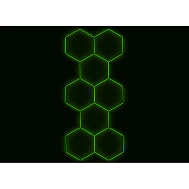 Kompletní Led hexagonové svítidlo zelené, rozměr 8 elementů 166 x 386 cm