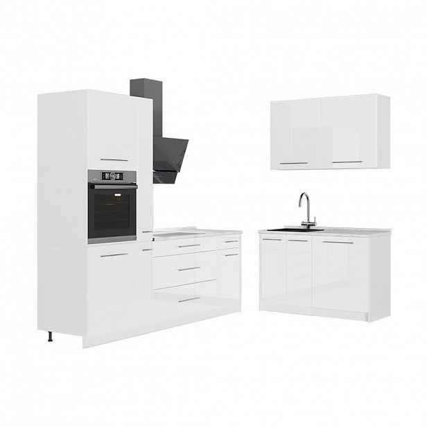 Vicco KUCHYNĚ Fame-Line, Bílá vysoký lesk/Bílá, 220 x 120 cm, PD Mramor