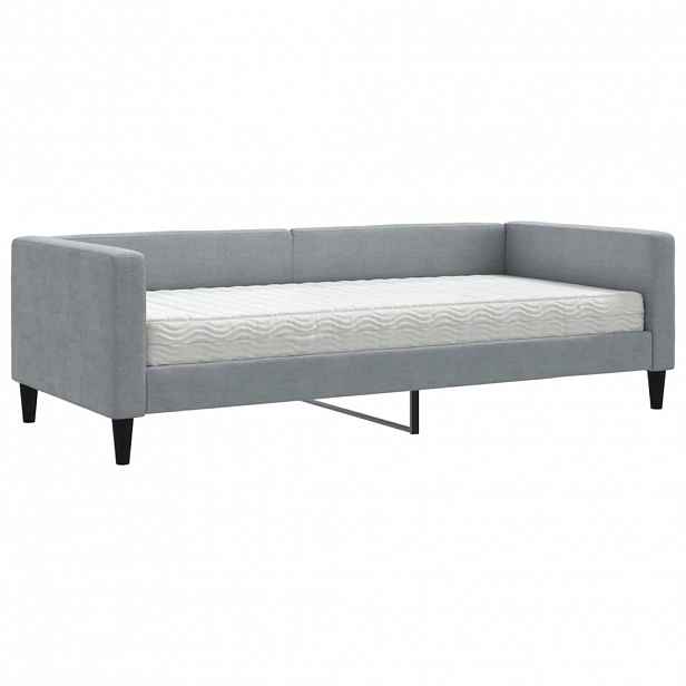 vidaXL Válenda s matrací světle šedá 90 x 200 cm textil