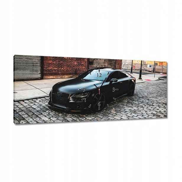 Nástěnné hodiny 100x40 černé Audi Rs