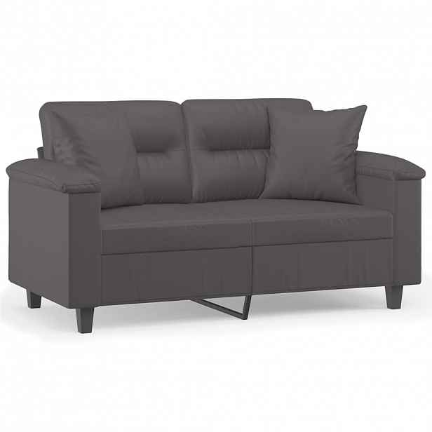 vidaXL 2místná pohovka s polštáři šedá 120 cm umělá kůže