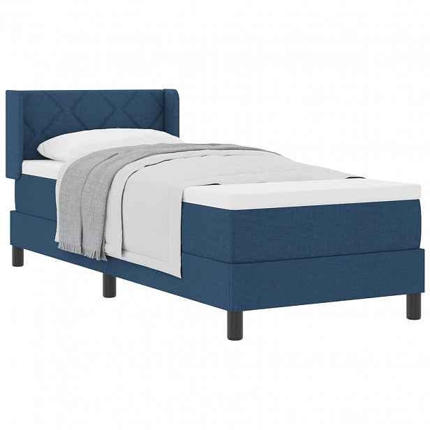 vidaXL Postel s boxspringem s čelo Modrá 200 x 80 cm textil