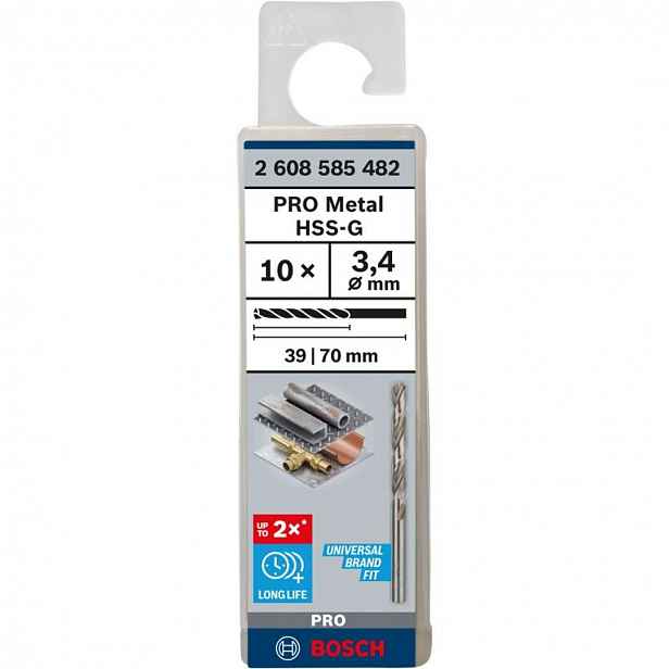 Bosch - Sada vrtáků do kovu, 3,4x70 mm, 10 ks 2608585482