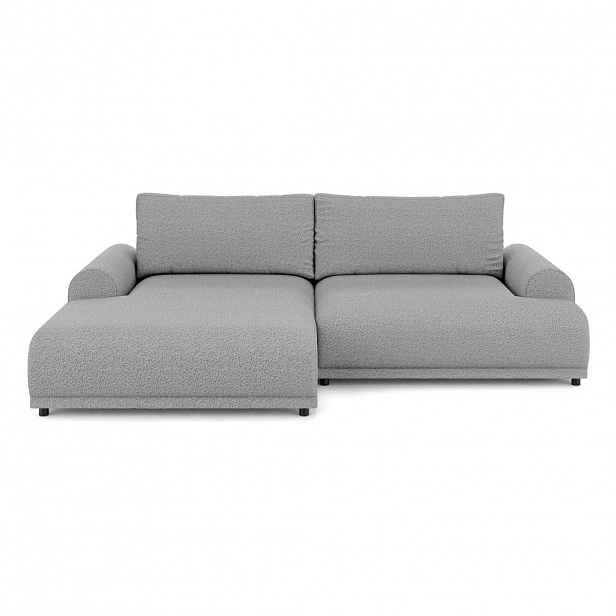 luma-home ROHOVÁ POHOVKA s rozkládací funkcí, úložným prostorem, extra širokým otomanem vlevo, 240 × 145 × 81 cm (Š×H×V), potah s bouclé vzorem šedý /