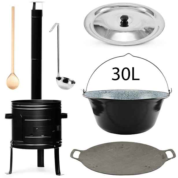 Perfect Home PL-Set-78 Kotlíková souprava 30L, 6ks – kotlina/kotlík/poklice/vařečka/naběračka/deska
