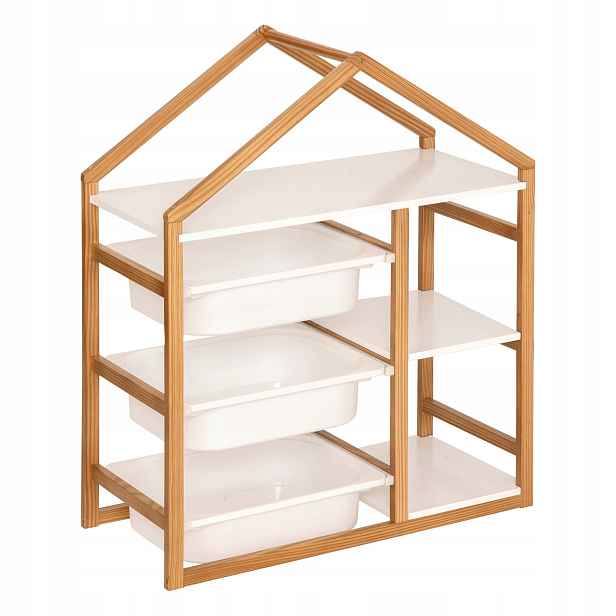 Regál Na Hračky S Košíky 68X30X82 CM Bílý Mdf Borovice