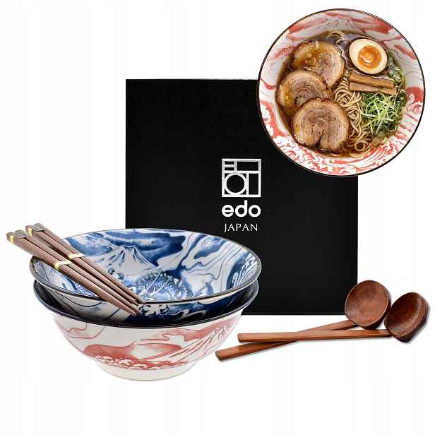 Sada 2 misek s lžícemi a paličkami Ramen Dragon 20.5 cm 1000 ml MIX Bp