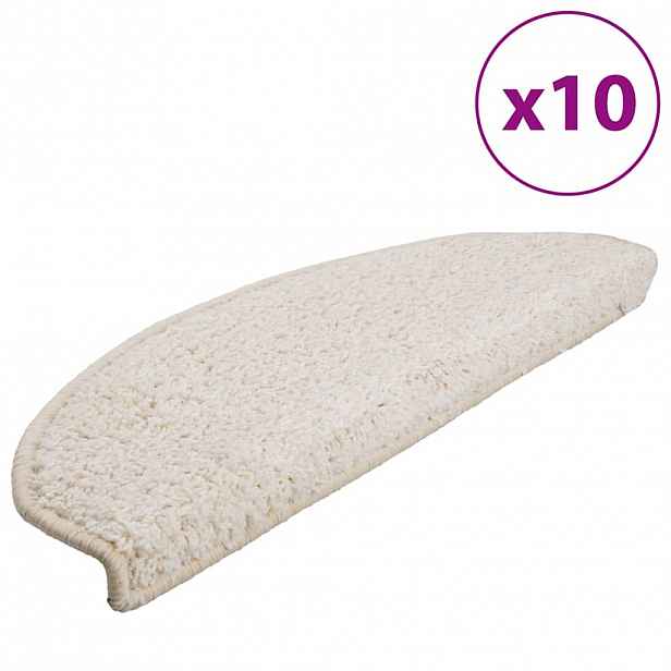 vidaXL Schodové rohože 10 ks 65 x 21 x 4 cm bílé, půlkulaté, velké