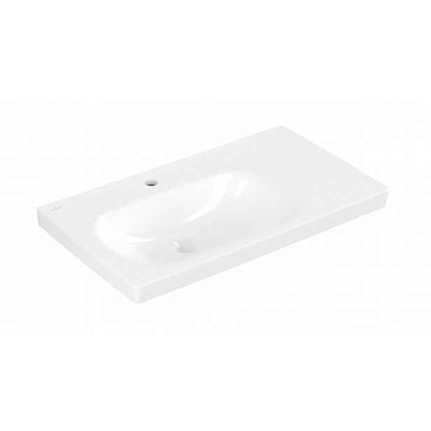 Villeroy & Boch Skyla - Umyvadlo 80x46 cm, bez přepadu, otvor pro baterii, CeramicPlus, alpská bílá 5A52L2R1