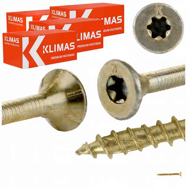 Vruty do dřeva Torx 3,5x40 mm 2000 ks tesařské kuželové Klimas Wkcs