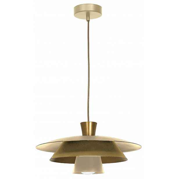 Závěsná stropní lampa Plato béžová zlatá kovová 1xE27 34 cm moderní