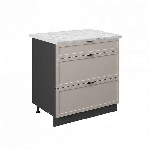 Vicco SPODNÍ SKŘÍŇKA KUCHYŇSKÉ LINKY Fame-Line GreyBeige 80 cm se 3 zásuvkami, PD Mramor