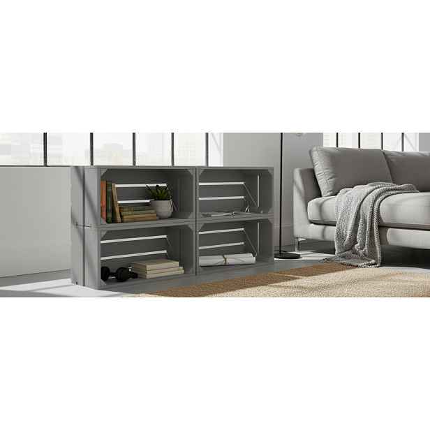 Krabice 50x20 cm Set 4 kusů |ŠEDÉ|Dřevěné krabičky Borovice