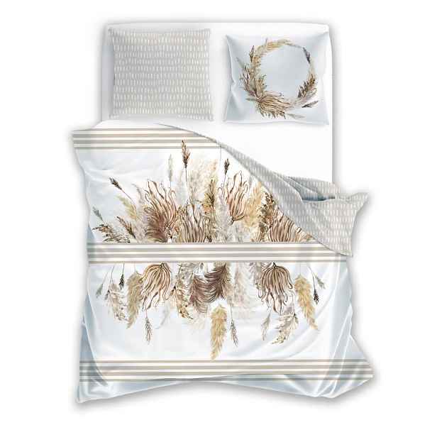 Sada povlečení Boho Kłosy Věnec 160x200 bavlněný satén