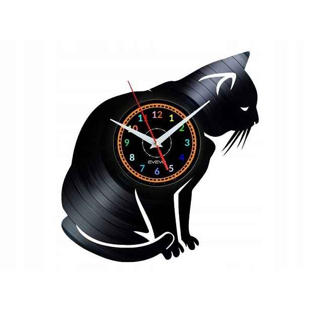 Kočka Dekorativní Nástěnné Hodiny Moderní Vinylová Deska Vinyl Jako Dárek Ev