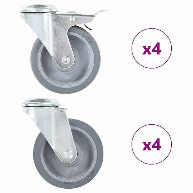 vidaXL 8 ks otočná kolečka s otvorem pro šroub 100 mm