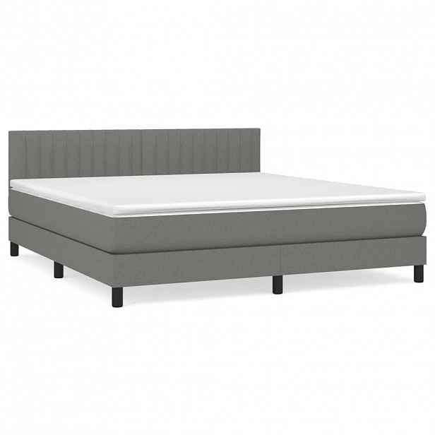 vidaXL Box spring postel s matrací tmavě šedá 180x200 cm textil