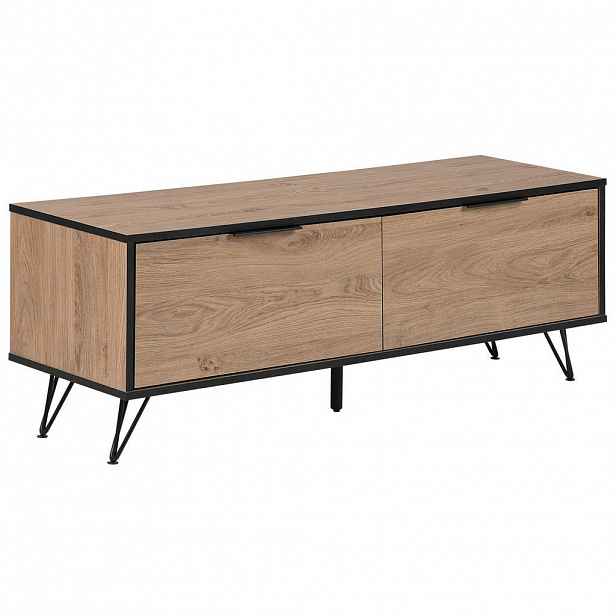 Beliani TV STOLEK Světle hnědý, Černý HALSTON 40/120/46 cm