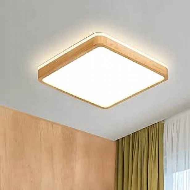 Čtvercová stropní svítidlo Led Dřevo 40 cm 30 W Stmívatelná 2800-6000K Stropní Svítidlo