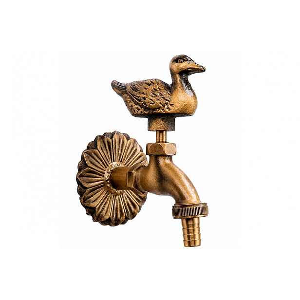 Mosazný ozdobný hřibový kohout vstup 1/2" výstup 3/4" kachna