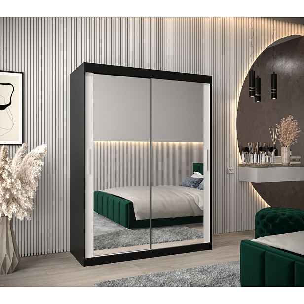Skříň s posuvnými dveřmi v šířce 150 cm TIMEA 3 - černá / bílá