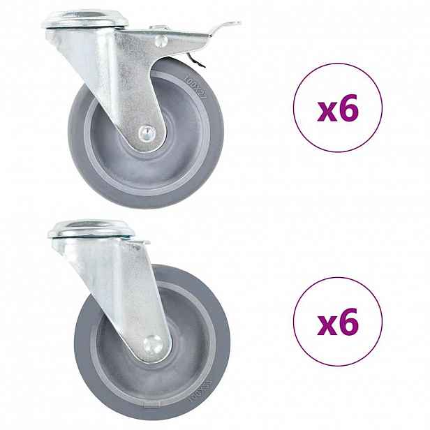 vidaXL 12 ks otočná kolečka s otvorem pro šroub 100 mm