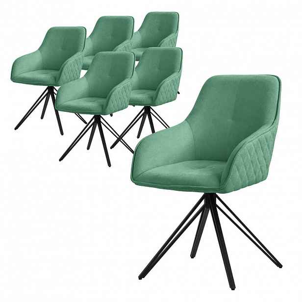 ML-DESIGN JÍDELNÍ ŽIDLE, sada 6 ks, otočné, zelená tkanina